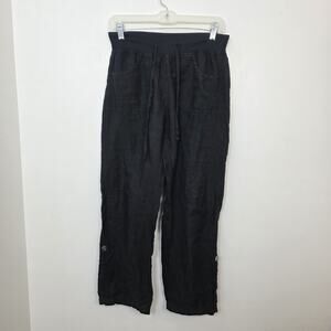 Fresh Produce Black 100% Linen Beachy Lagenlook Straight Cropped Pants Size XS